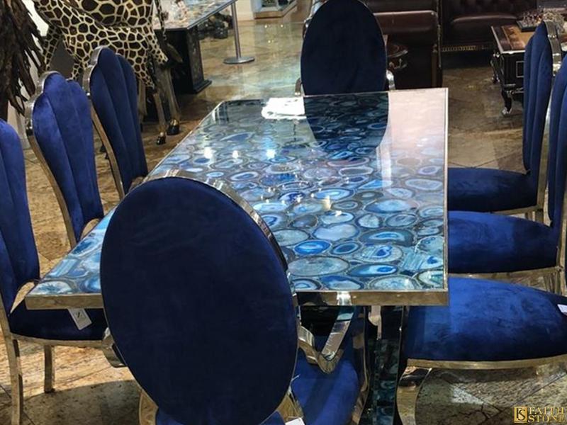 mesa de ágata de ónix de mármol azul