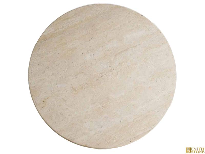 Mesa circular de mármol travertino