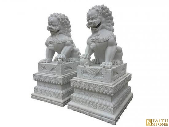 Marble Lion Foo Dogs Statues