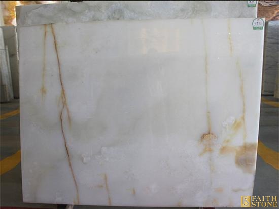 Gold Veins White Crystal Onyx  Marble Slab